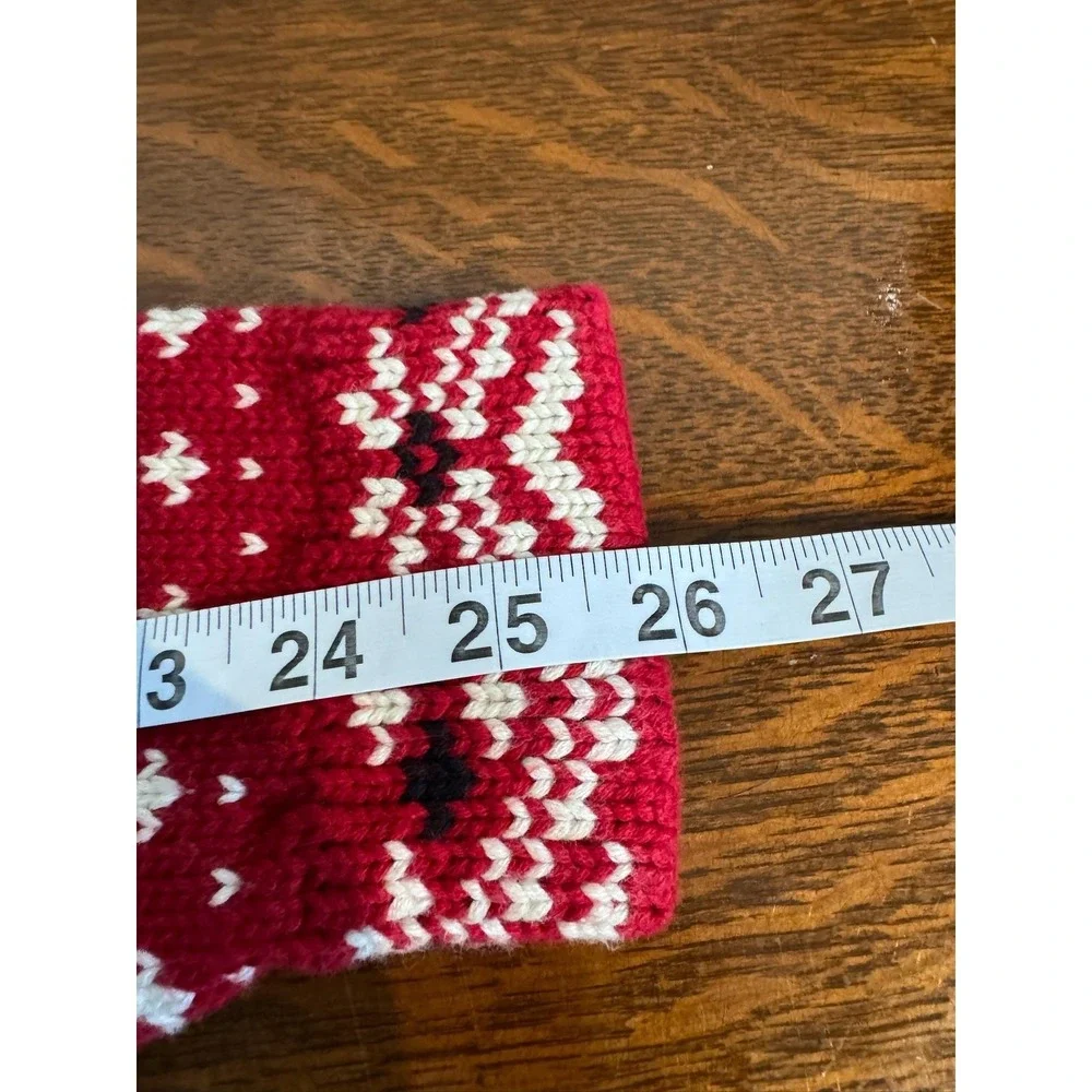 L.L. Bean Sweater Cardigan Womens S Red 100%‎ Cotton Fair Isle Holiday Ski Knit